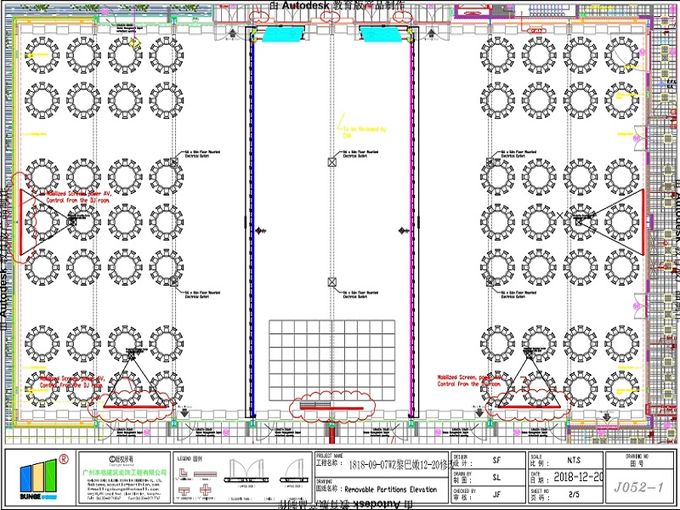 Paredes de separação ISO9001 acústicas/portas de dobramento operáveis da separação sala da função