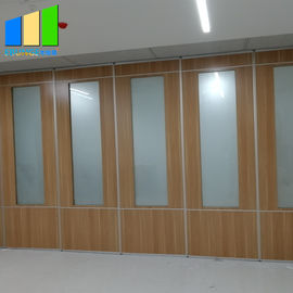 Quadro de alumínio de dobramento de madeira das paredes de separação da sala de aula com vidro geado moderado