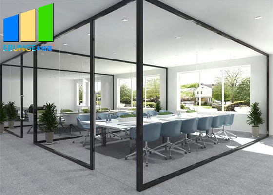 Parede de separação fixa de vidro do quadro de alumínio de vista completa da divisão do escritório para a sala de reunião