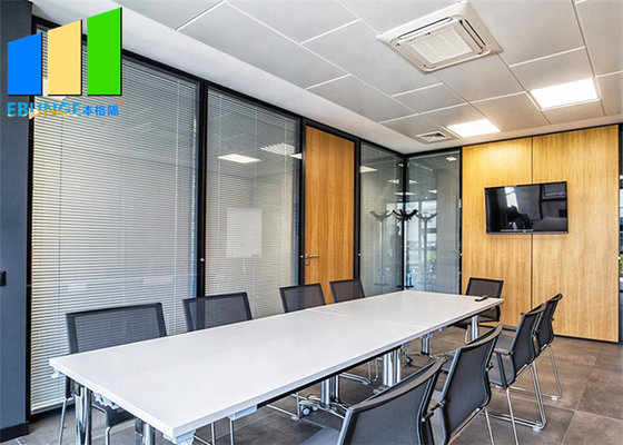 Parede de separação fixa de vidro do quadro de alumínio de vista completa da divisão do escritório para a sala de reunião