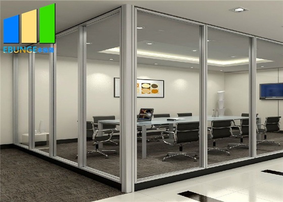 Divisor de quarto interno com estrutura de alumínio e parede divisória de vidro simples para escritório e sala de reunião
