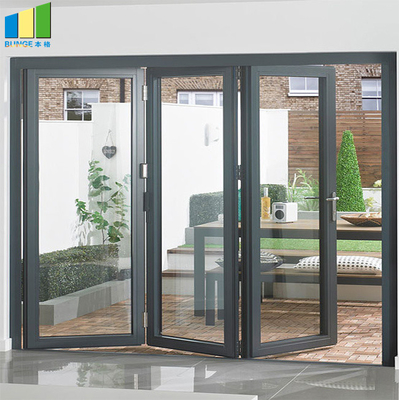 Preço Bifold deslizante de vidro da porta do quadro de alumínio residencial e comercial